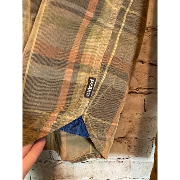Prana Flannel Top Womens Small Light Brown Plaid Button Up Long Sleeve Shacket - Picture 5 of 12